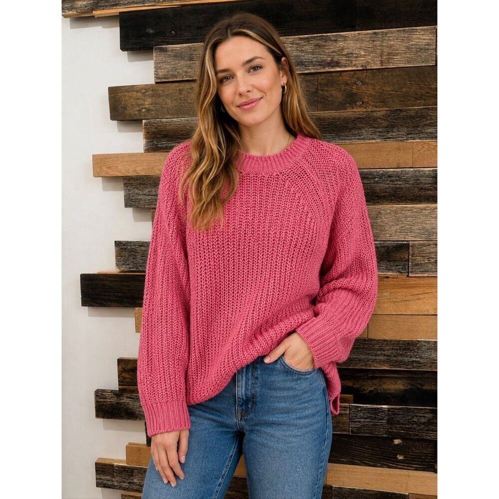 J Crew linen chunky knit long sleeve top size M
